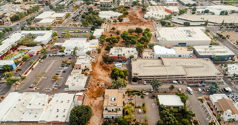 overhead view of park demolition December 2021