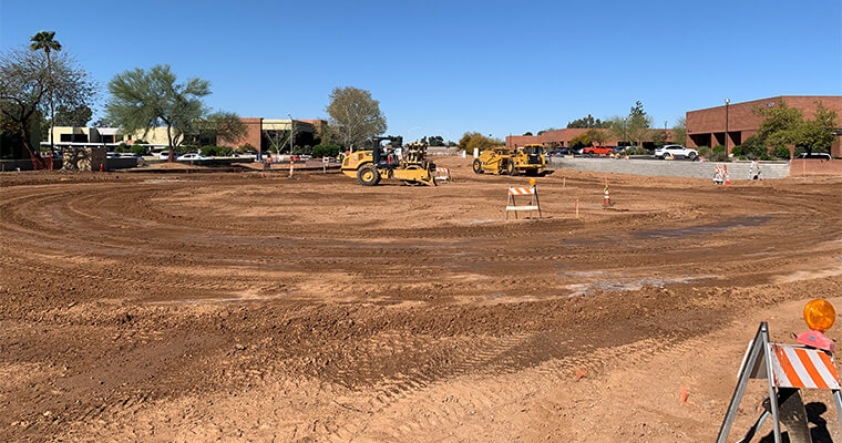 stage 1 - leveling and grading construction work
