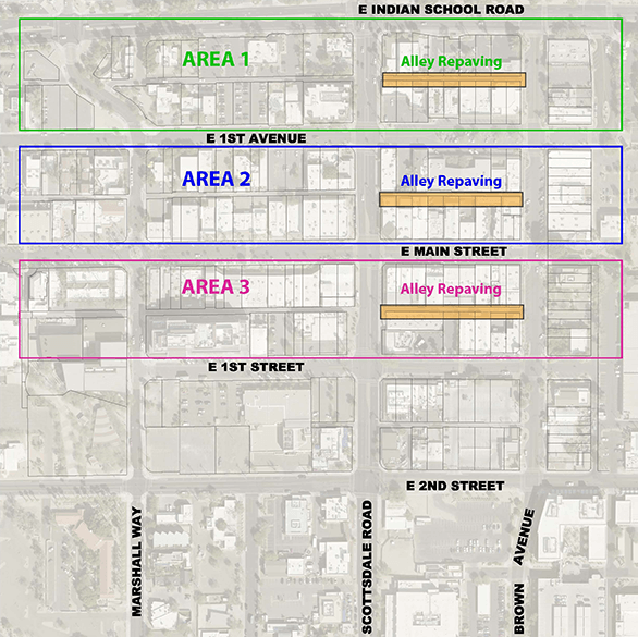 Map outlining the repaving areas