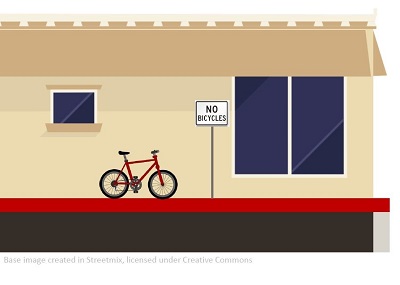 Graphic of bike parked on red curb