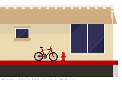 Graphic of bike next to fire hydrant