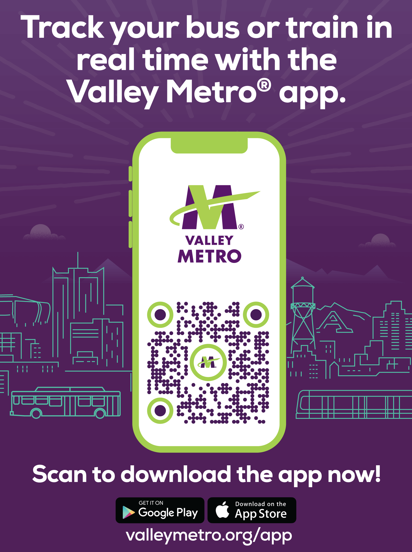 qr code to download the valley metro app