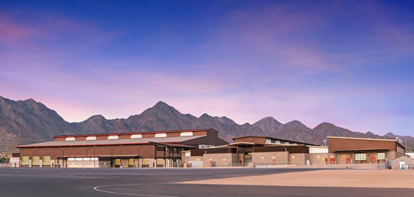 Tony Nelssen Equestrian Center with the mcdowell mountains in the background