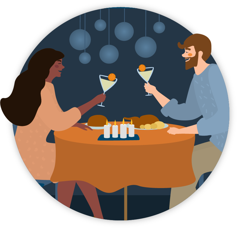 two people dining