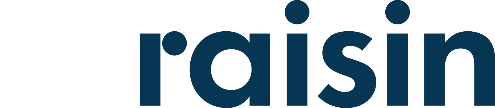 Raisin logo in dark blue lowercase lettering on a light gray background.