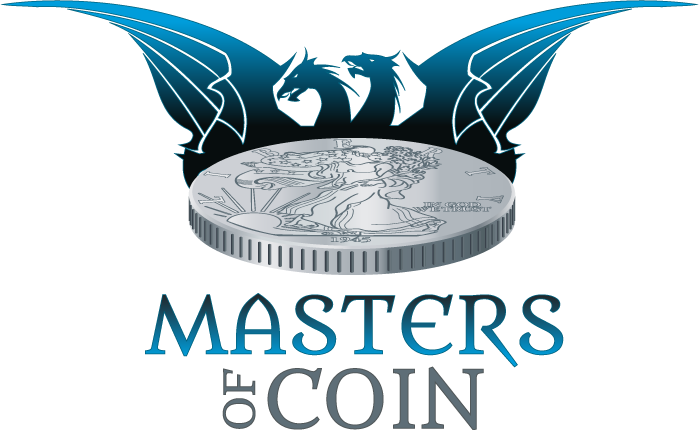 Image of two dragons over a silver coin with the words Masters of Coin.