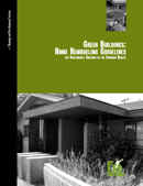 Workbook cover showing modern home exterior in black-and-white with green banner and sustainability-focused title.