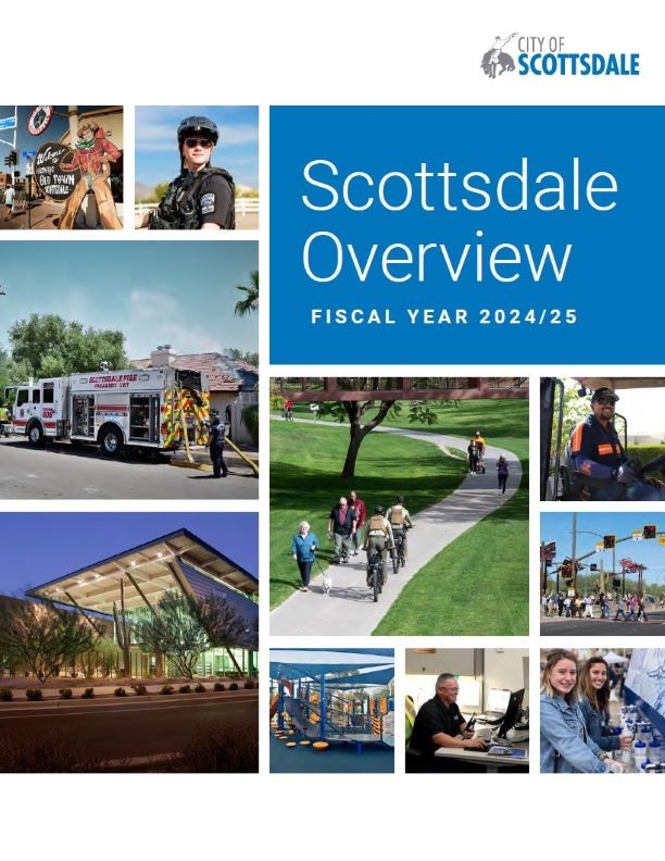 City of Scottsdale community report page highlighting sustainability efforts, water savings, and local accomplishments.