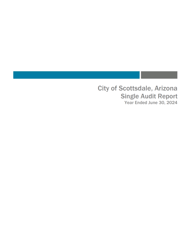 Minimal cover for Scottsdale Single Audit Report with colored bar and fiscal year text.