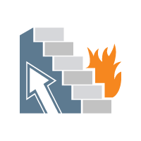 Icon of a stairway beside flames, symbolizing fire safety codes and emergency egress.
