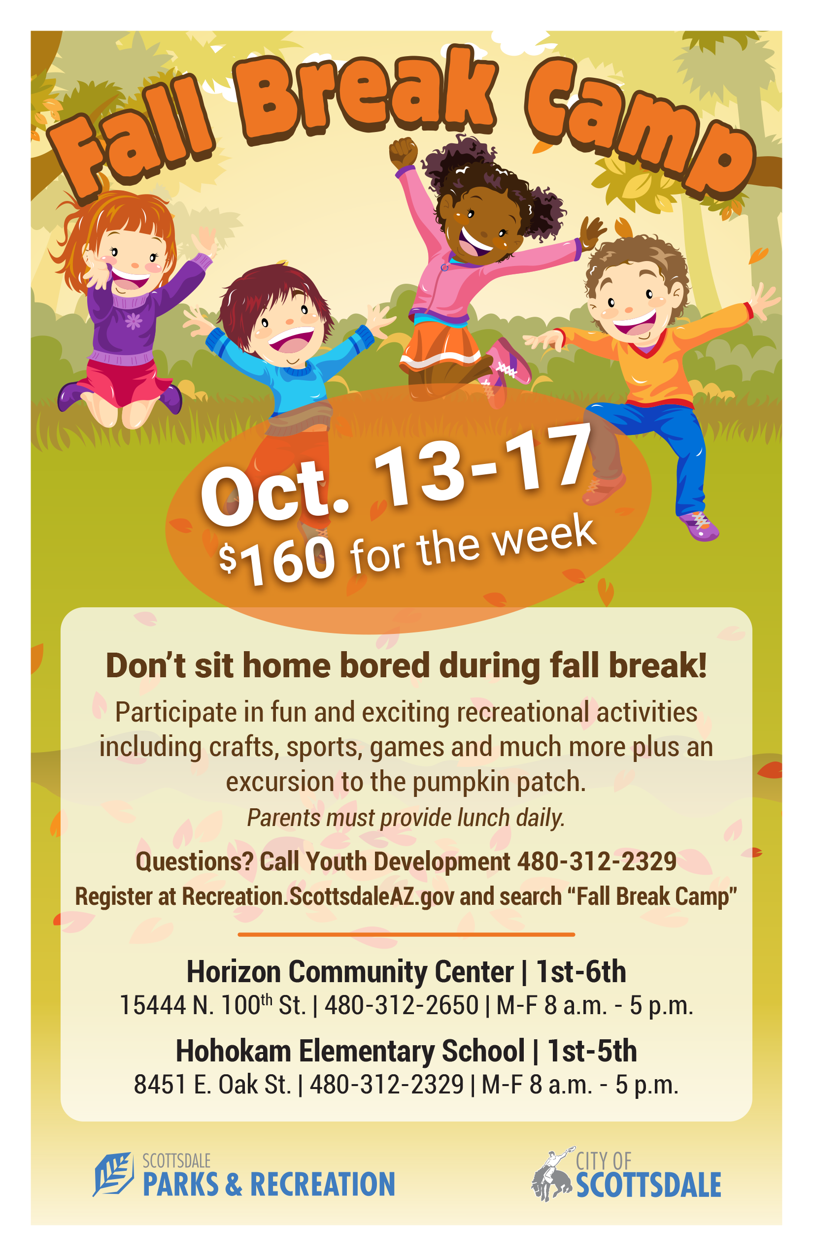 graphic flyer for 2025 Fall Break Camp
